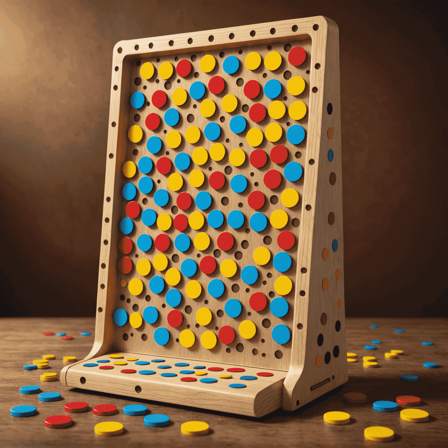 Illustration of a Plinko board with chips falling through pegs, demonstrating the physics of the game